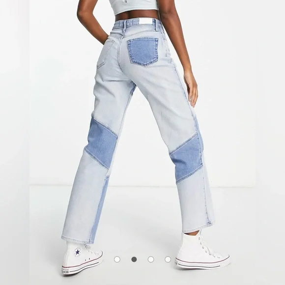 Y2K Hollister Womens Patchwork Ultra High Rise Dad Jeans Size 26 Festival Boho - Picture 2 of 10